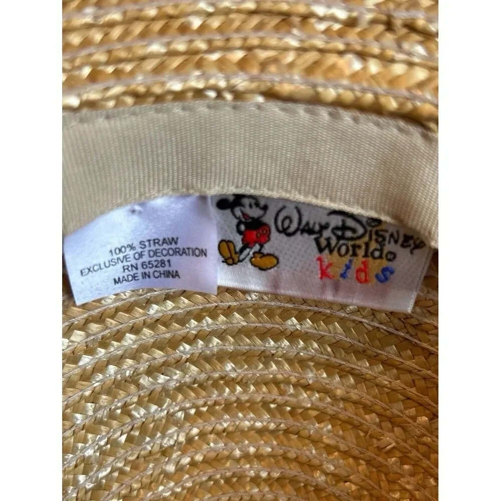 Disney Animal Kingdom Straw Safari Hat w/ Minne Mouse Leopard print band Girls V